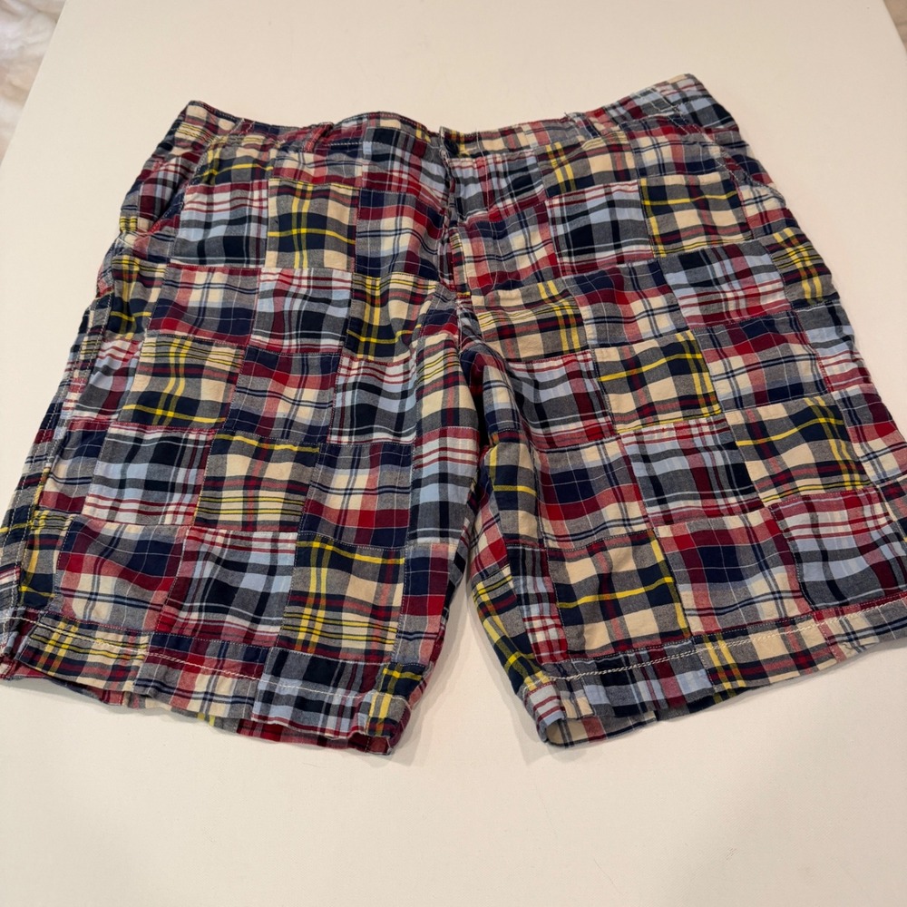 Old Navy Mens Patchwork Plaid Cotton Shorts Multicolor Madras Style Size 42